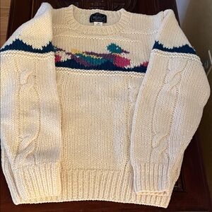 Woolrich Cream Sweater with Multicolor Design